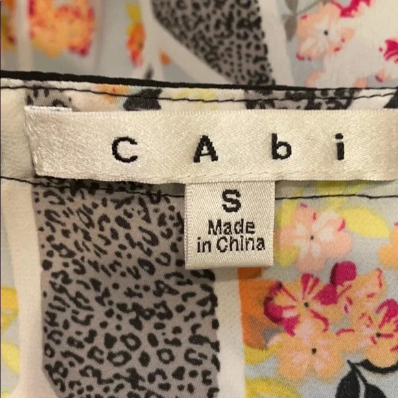 CAbi Color Block Blue Sleeveless Blouse Ribbon S - Picture 4 of 6